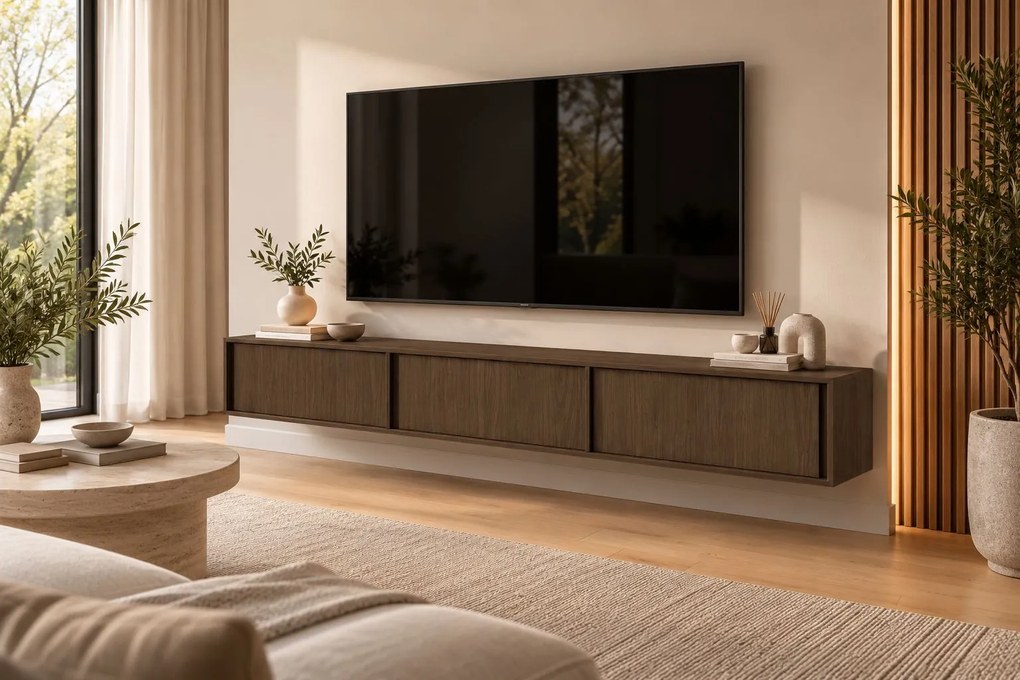 TV skrinka LIVIA závesná 230 cm dub karamel Farba: kašmír