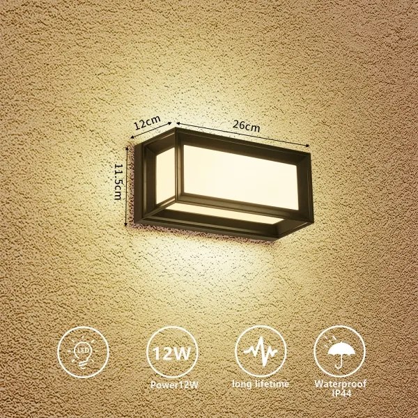 BRILAGI - LED vonkajšie nástenné svietidlo PARKER LED/12W/230V 3000/4500/6000K čierne IP44