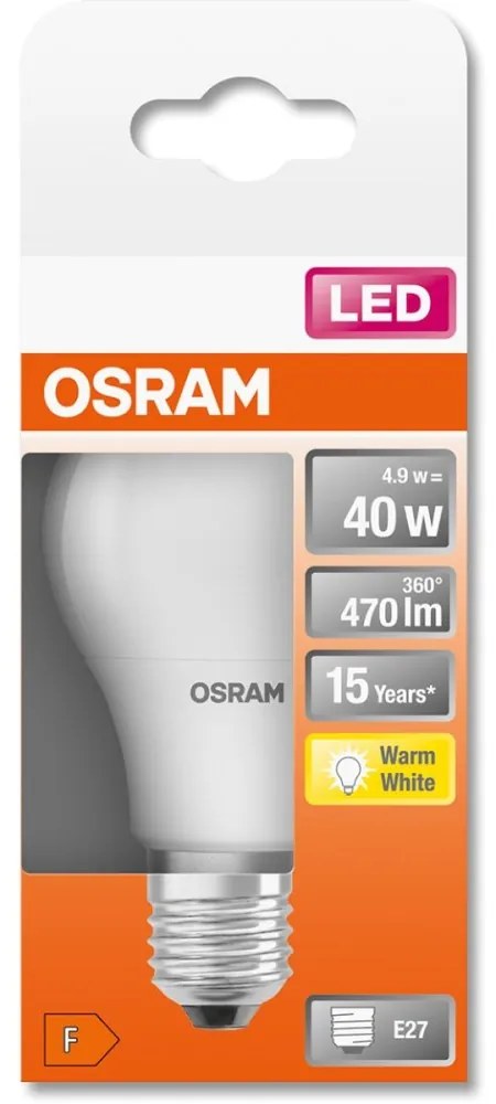 LED žiarovka E27 A60 4,9W = 40W 470lm 2700K Warm 200° OSRAM STAR