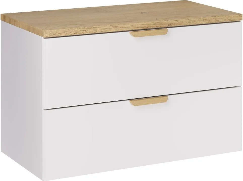 Závesná skrinka pod umývadlo Aster s doskou 80 cm biela/dub cremona