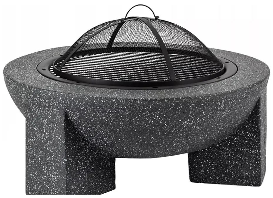 Prenosné ohnisko s roštom 79,5x38 cm, čierna/tmavá žula