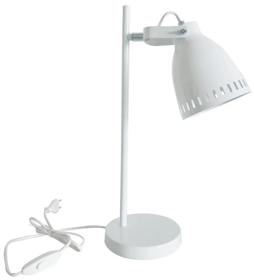 Stolná lampa, biela/kov, AIDEN TYP 1