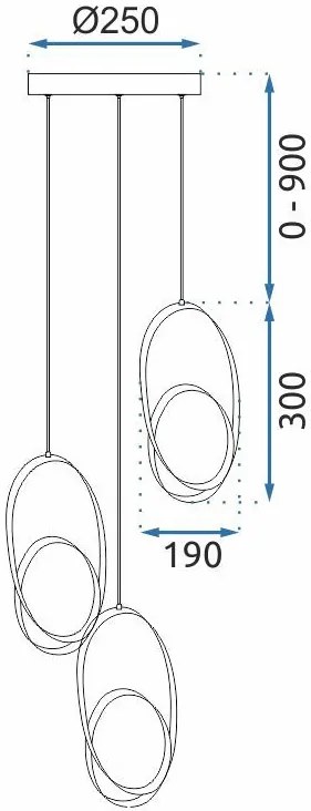 Toolight Toolight, LED závesné svietidlo G082-3CPR, zlatá, OSW-09741