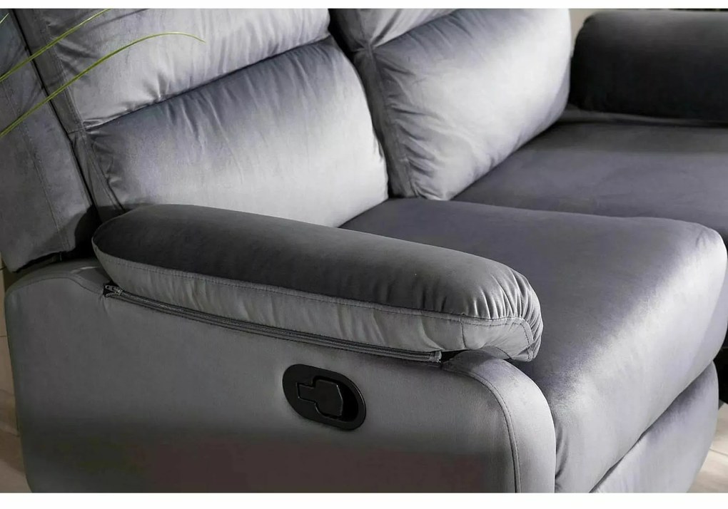 Polohovací dvoumístná pohovka Spencer Velvet 136 cm šedá