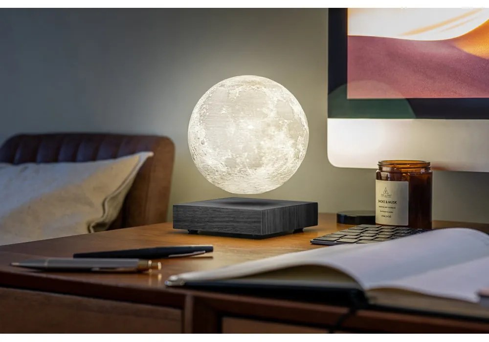 Čierna stolová levitujúca lampa v tvare Mesiaca Gingko Moon