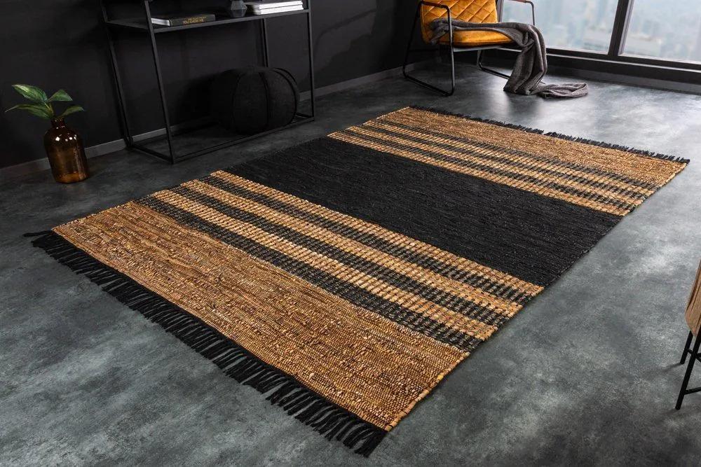 Nemecko -  Ručne tkaný koberec INKA 230x160 cm, hnedo čierny, pravá koža