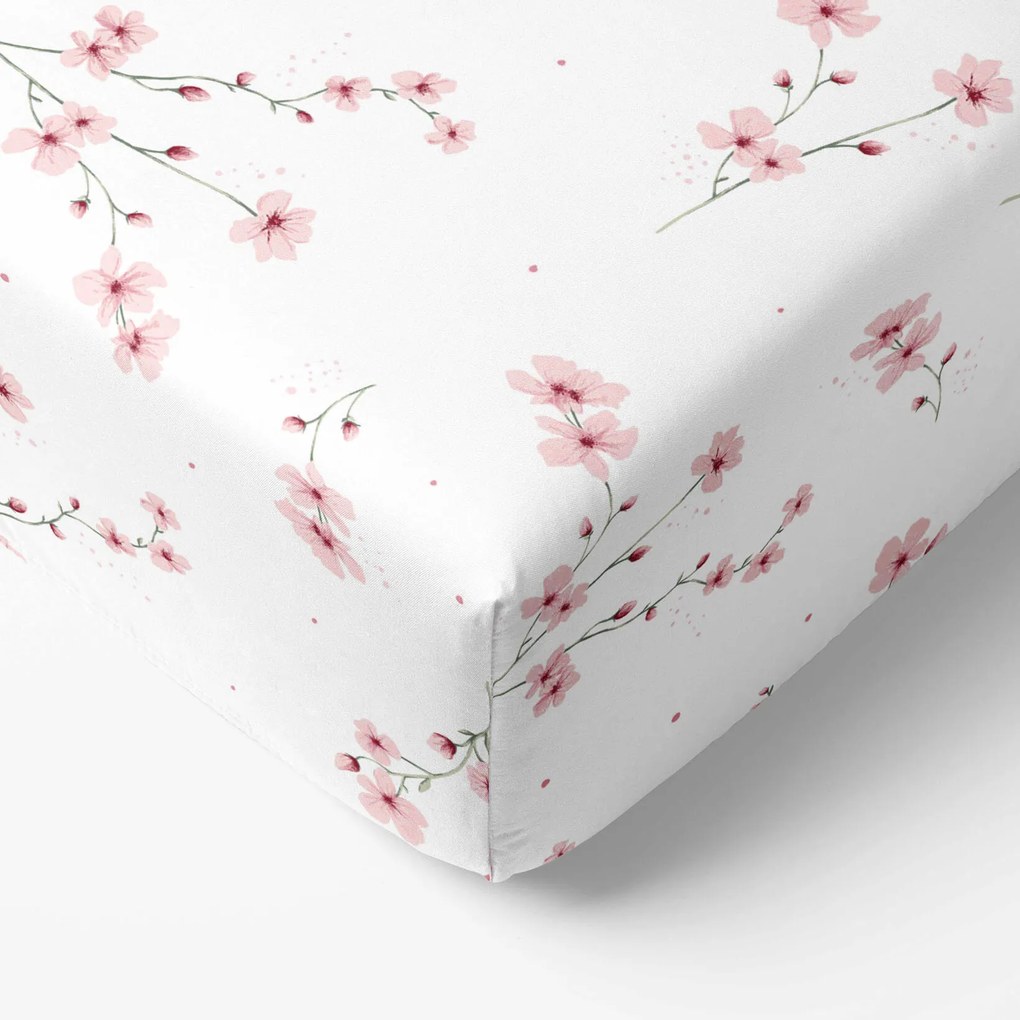 Goldea bavlnená napínacia plachta - kvitnúce sakury 140 x 200 cm