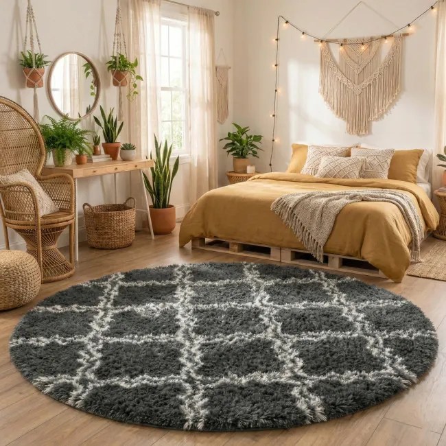 Protišmykový koberec DECOR sivý kruh