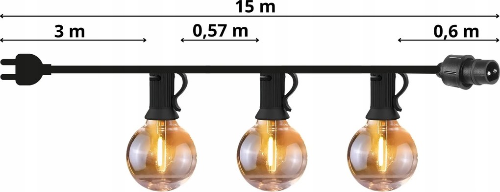 TRENDIE Svetelná reťaz LED teplá biela 15 m