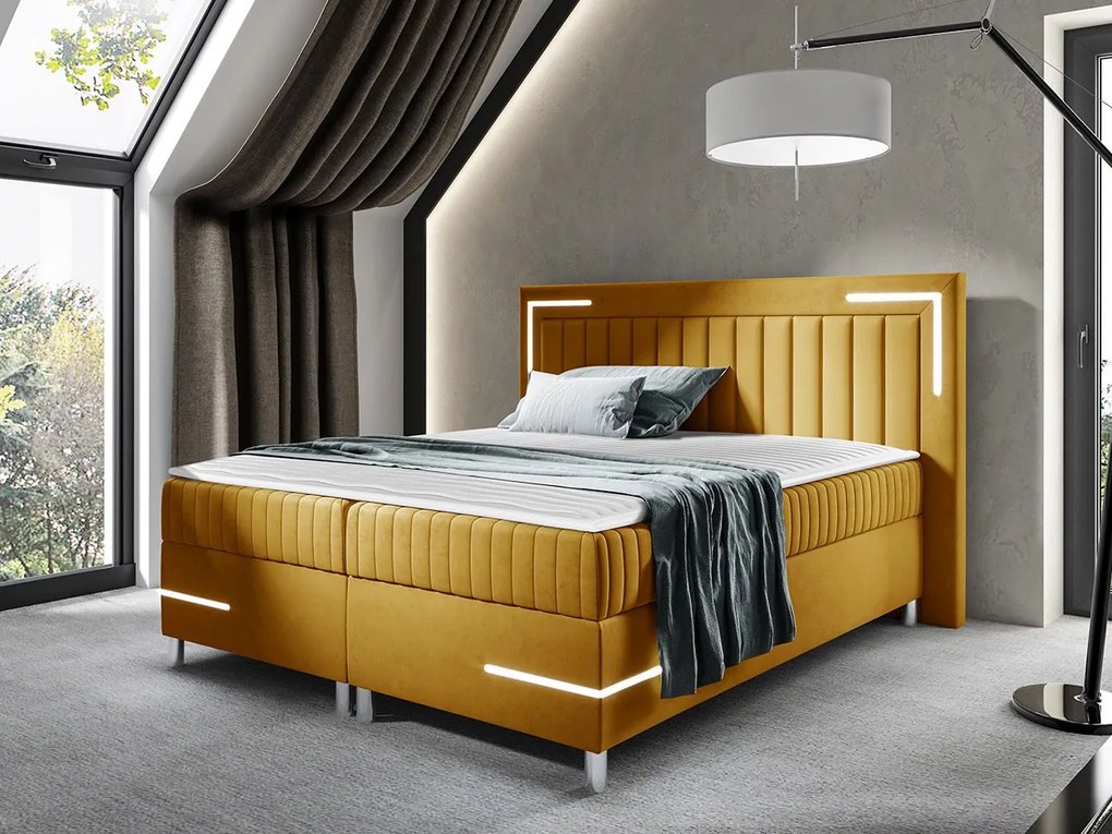 Kontinentálna posteľ Suhak 3 LED, Rozmer postele: 140x200, Dostupné poťahy: Fresh 37
