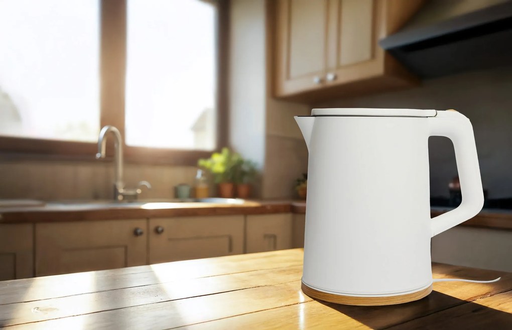 Bauerkraft Bezdrôtová cestovná rýchlovarná kanvica 1500 W 1,2 l otočná biela