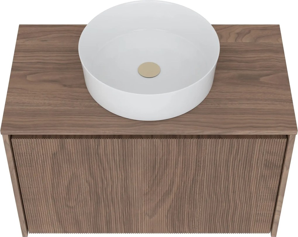 Závěsná skříňka pod umyvadlo Pezzo 80 cm s deskou ořech