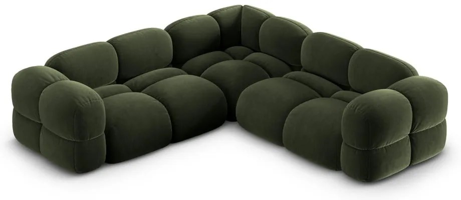 Zelená zamatová rohová pohovka Loretto – Cosmopolitan Design