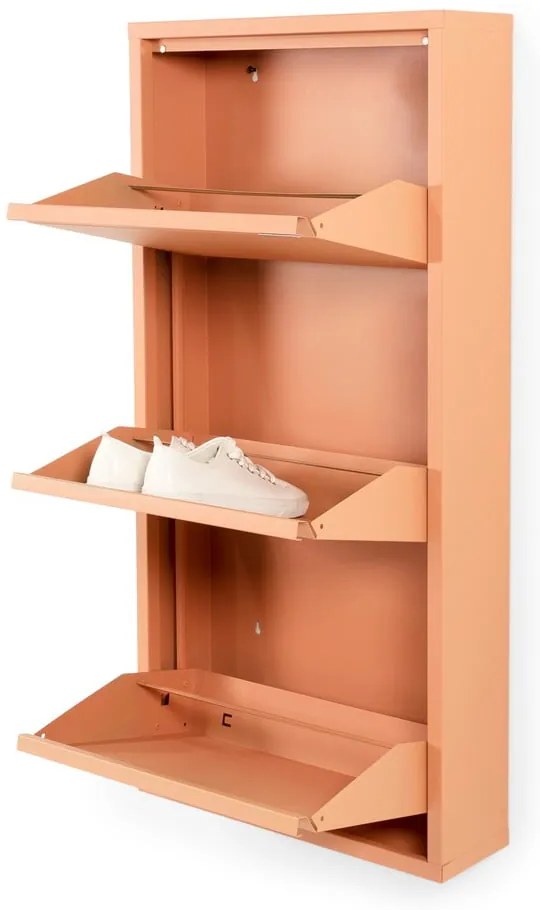 Kovová výklopná skrinka na topánky v lososovej farbe 50x103x15 cm Billy – Spinder Design