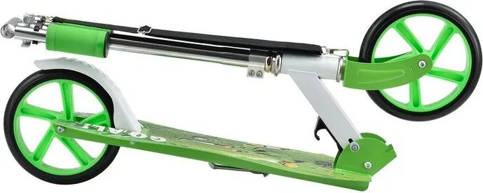 Detský kolobežka s veľkými kolesami a popruhom, zelená