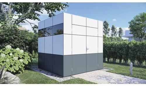 Drevený záhradný domček Bertilo Design HPL 1 antracit/biely 230x228 cm