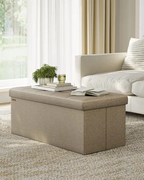 Taburet s úložným priestorom OTTOMAN 110x38 cm, svetlohnedý