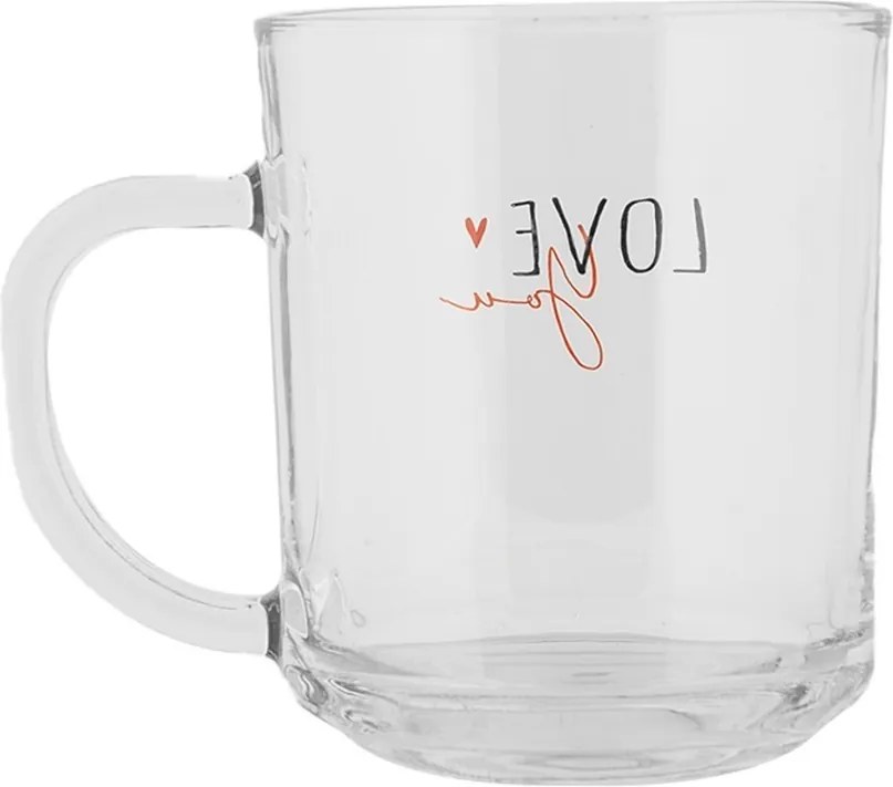 Sklenený hrnček Love you Heart & Smile - 11*8*9 cm / 200 ml