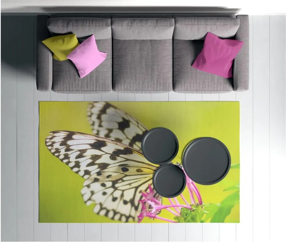 Zelený koberec Oyo home Suzzy Butterfly, 80 × 150 cm