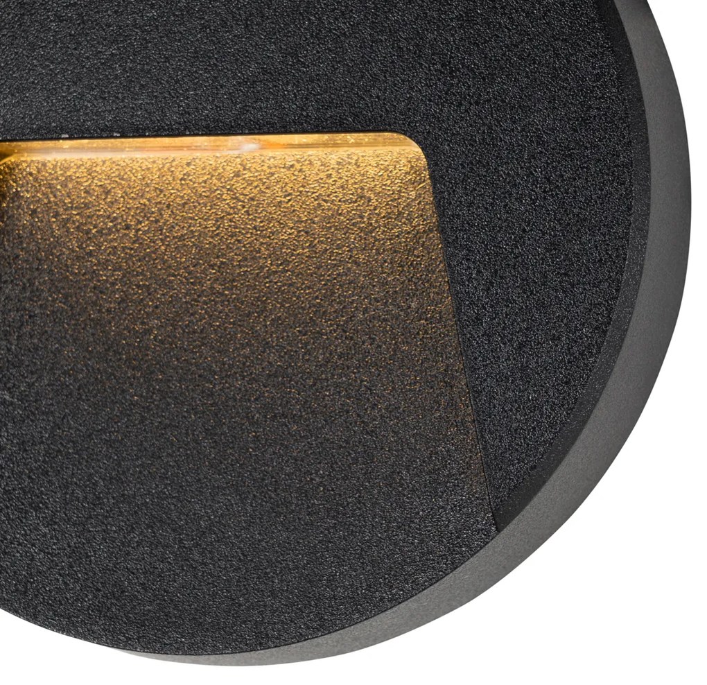 Vonkajšia nástenná lampa čierna okrúhla vrátane LED IP65 - Gem