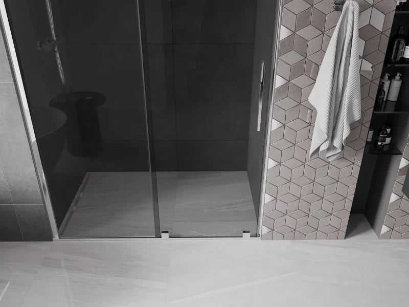 Mexen Velar, posuvné sprchové dvere do otvoru 160 cm, 8mm šedé sklo, chrómová, 871-160-000-41-01