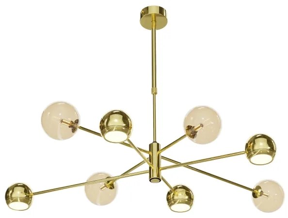 Jupiter 1969 - Luster na tyči MOKA 4xGU10/10W/230V + 4xG9/10W/230V zlatá/béžová