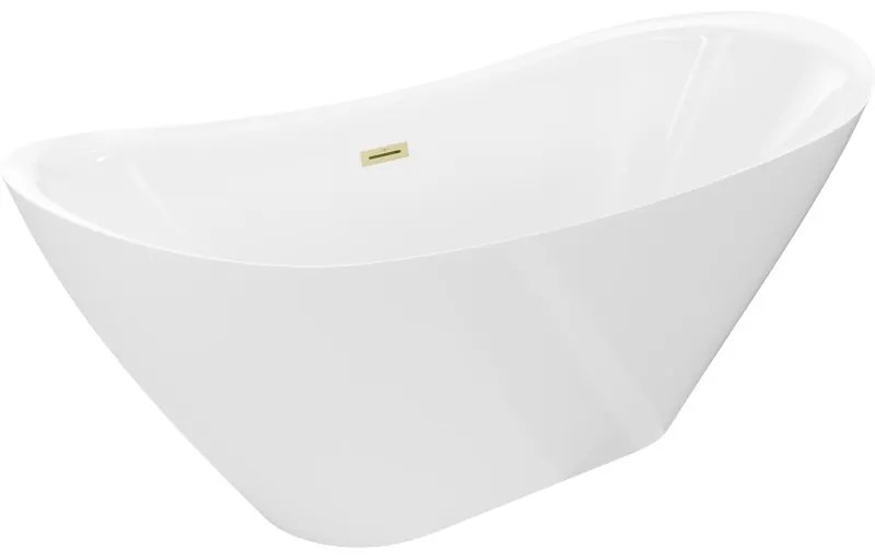 Mexen Lotos, voľne stojaca vaňa 180 x 75 cm, biela, zlatý matný prepad, 52051807700-55