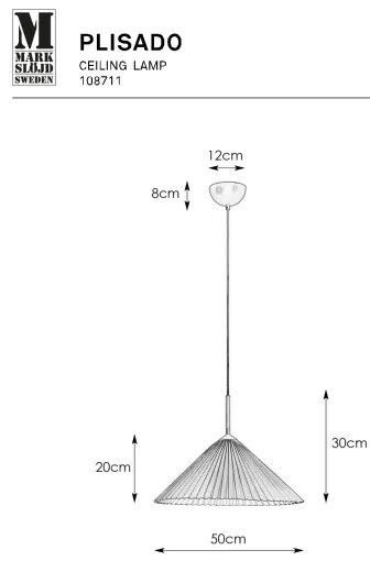 Markslöjd 108711 - Luster na lanku PLISADO 1xE27/40W/230V pr. 50 cm biela