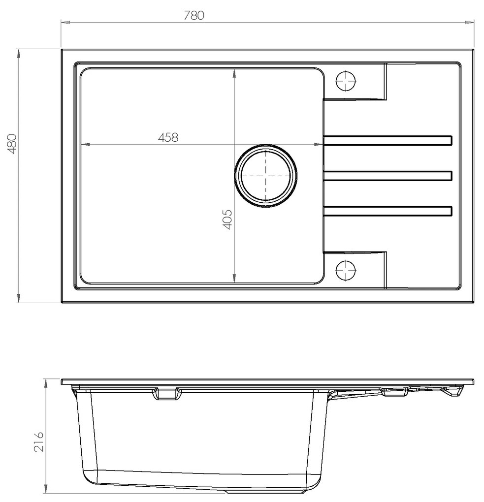 ALVEUS CZ INTERMEZZO 130/11 - bílý (780x480mm)jed. sifon F