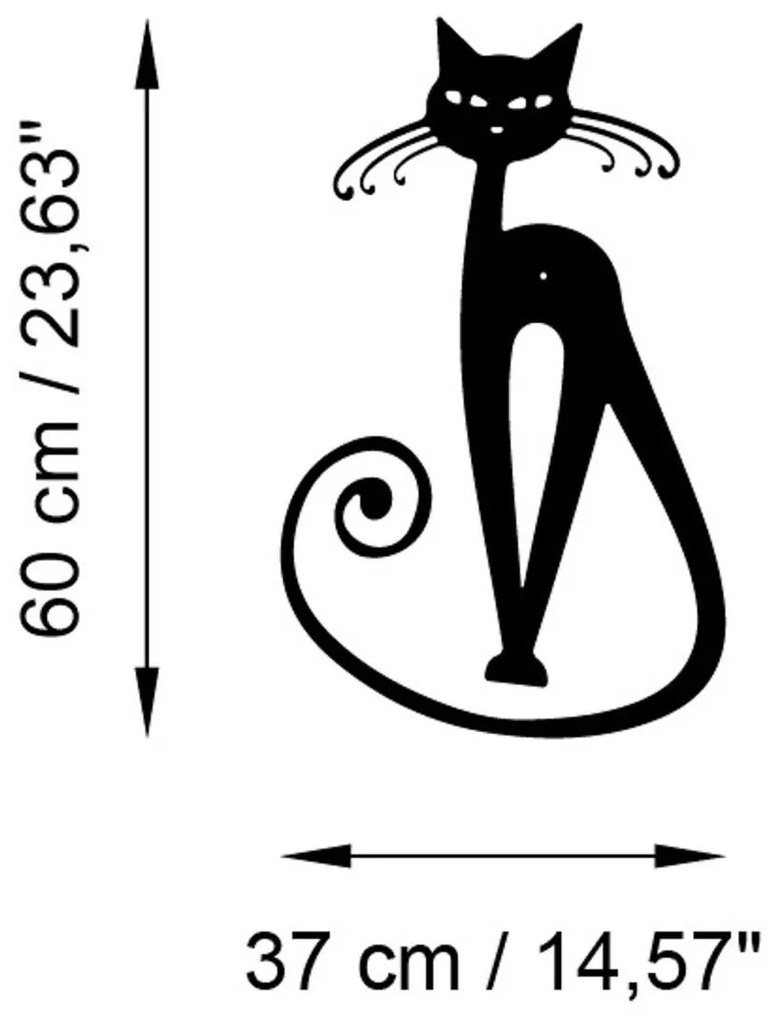 Nástenná kovová dekorácia Cat 6 čierna