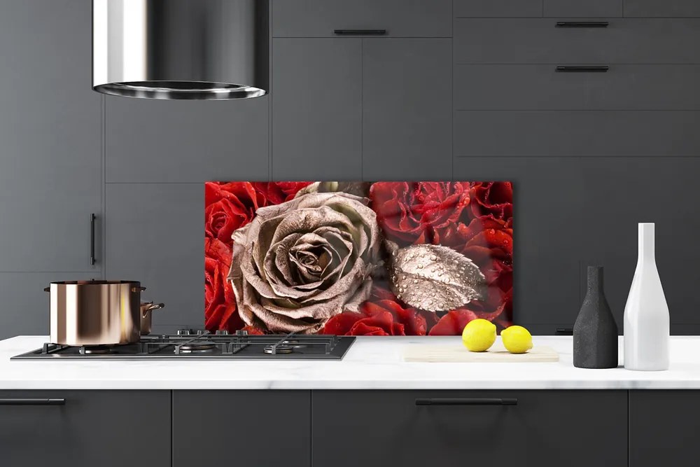 Nástenný panel  Ruže kvety 140x70 cm