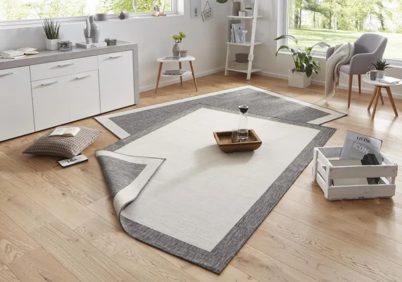 NORTHRUGS - Hanse Home koberce Kusový koberec Twin-Wendeteppiche 103108 creme grau – na von aj na doma - 200x290 cm