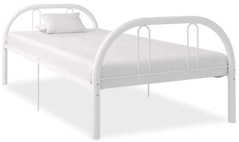 vidaXL Posteľný rám biely 90x200 cm kovový