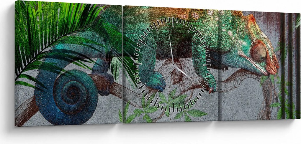 Obraz - Chameleon (s hodinami) (90x30 cm)