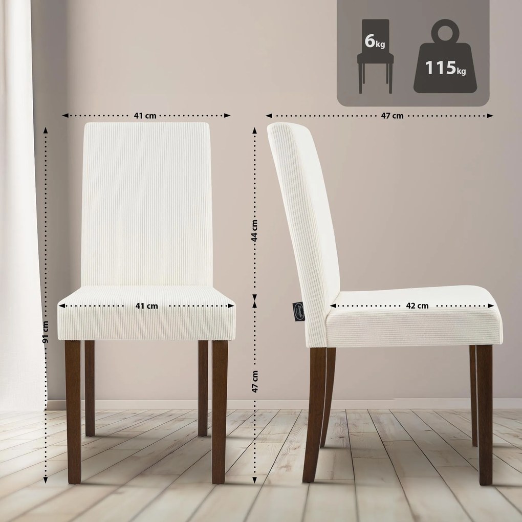 Sada 2 ks jedálenských stoličiek Ina látka cord, antik tmavá - krémová