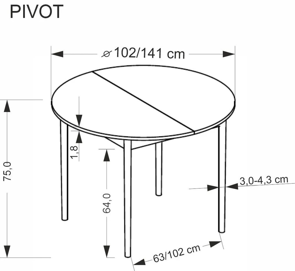 Rozkladací jedálenský stôl Pivot 102/141 cm dub artisan/čierny buk