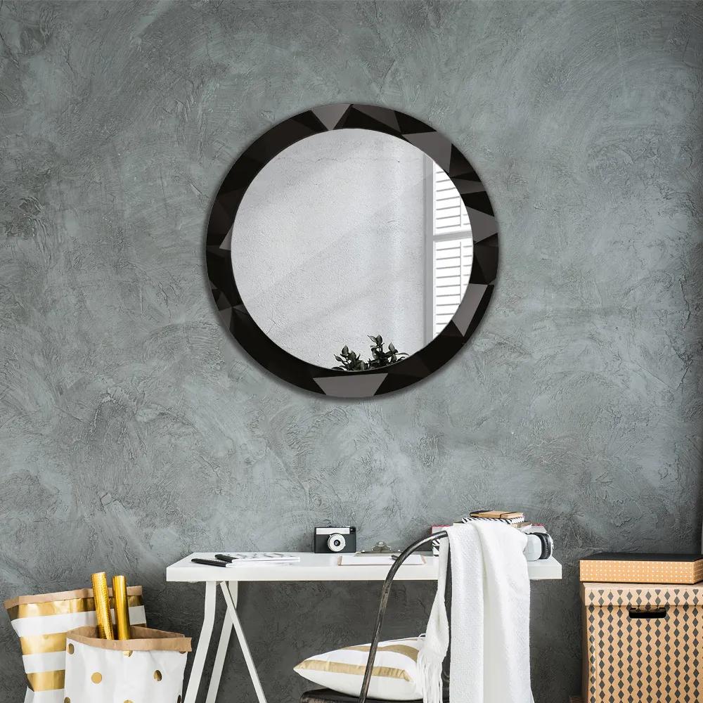 Okrúhle dekoračné zrkadlo s motívom Abstraktný čierny fi 80 cm