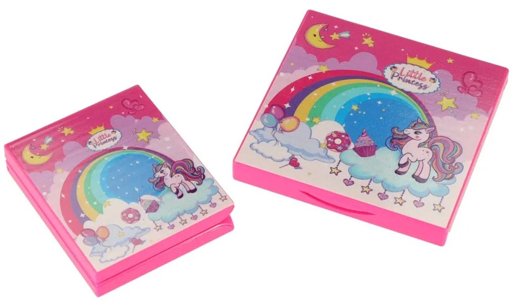 KIK Detská make-up sada Jednorožec 21 ks – pastelová kozmetika v taštičke