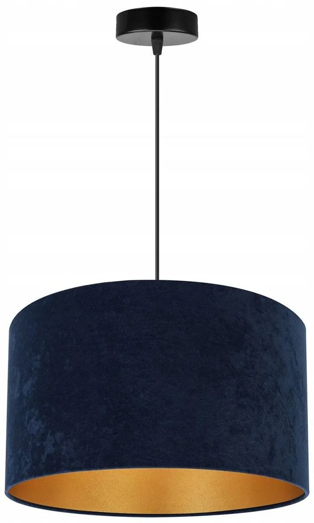 Závesné svietidlo Mediolan, 1x tmavomodré/zlaté textilné tienidlo, (fi 35cm)