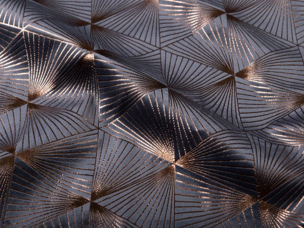 Biante Zamatový obdĺžnikový obrus Isabela IBL-003 Rose Gold trojuholníky na sivom 140x200 cm