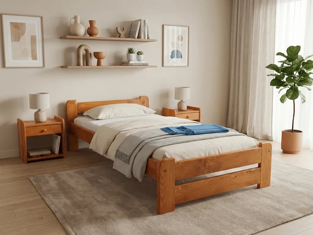 Posteľ Emily 90 x 200 cm, jelša Rošt: S lamelovým roštom, Matrac: Matrac DELUXE 10 cm