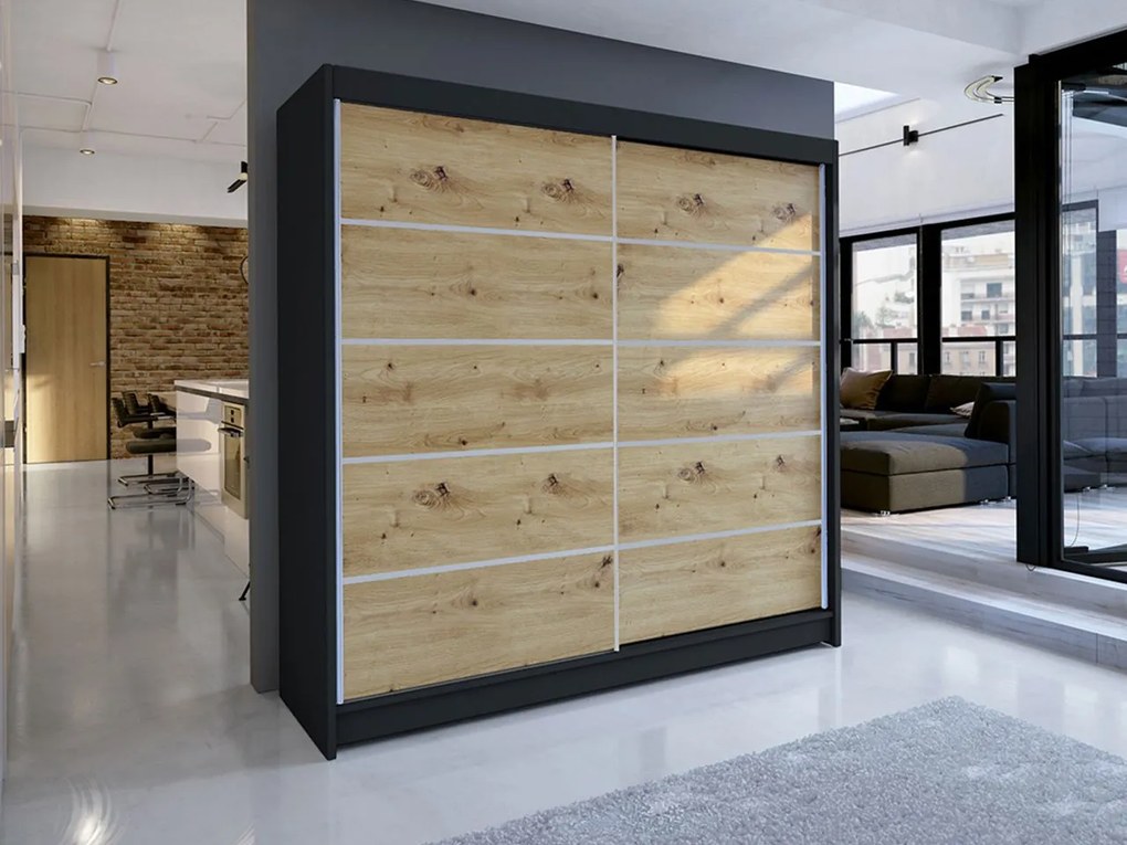 Posuvná skriňa Bar IV, Farby: kašmír, Osvetlenie: osvetlenie LED RGB - farebné