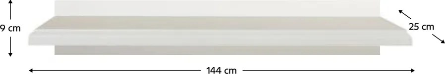 Polica KENTAK POL145, alpská biela, 145 cm
