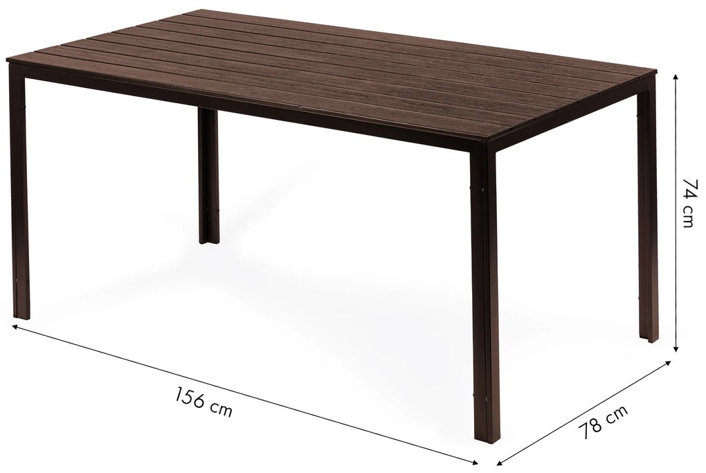 ModernHome Záhradný stôl 156 x 78 cm Hnedý