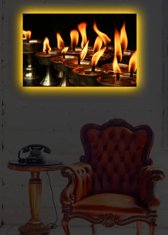 Obraz s LED osvetlením SVIT SVIEČOK 24 45 x 70 cm