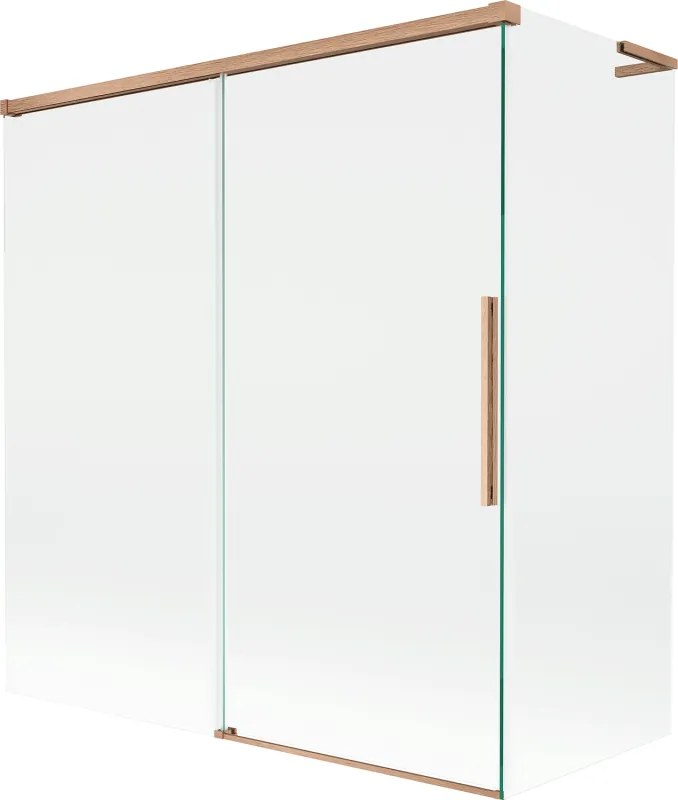 Mexen Rox, L posuvná 2-krídlová vaňová zástena 150 + 70 x 150 cm, 8mm číre sklo, medený matný profil, 8C9L-150-070-65-00