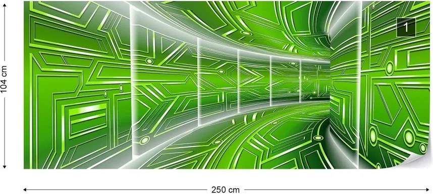 Fototapeta GLIX - 3D Tech Tunnel Green  + lepidlo ZADARMO Vliesová tapeta  - 250x104 cm