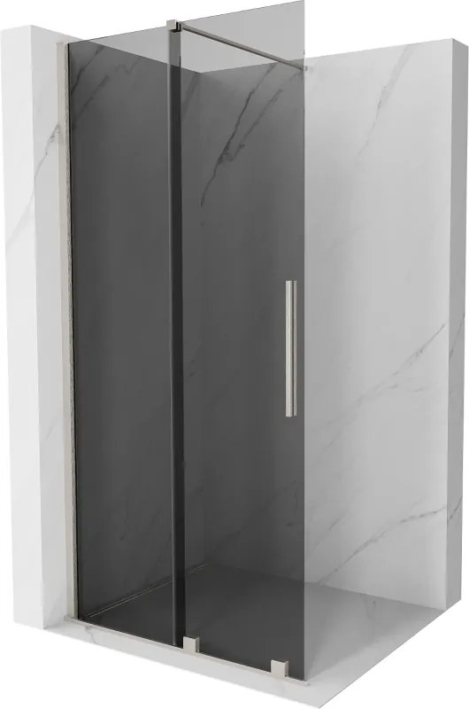 Mexen Velar, sprchová zástena s posuvnými dverami Walk-in 100 x 200 cm, 8mm šedé sklo, brúsená oceľ, 871-100-000-43-97