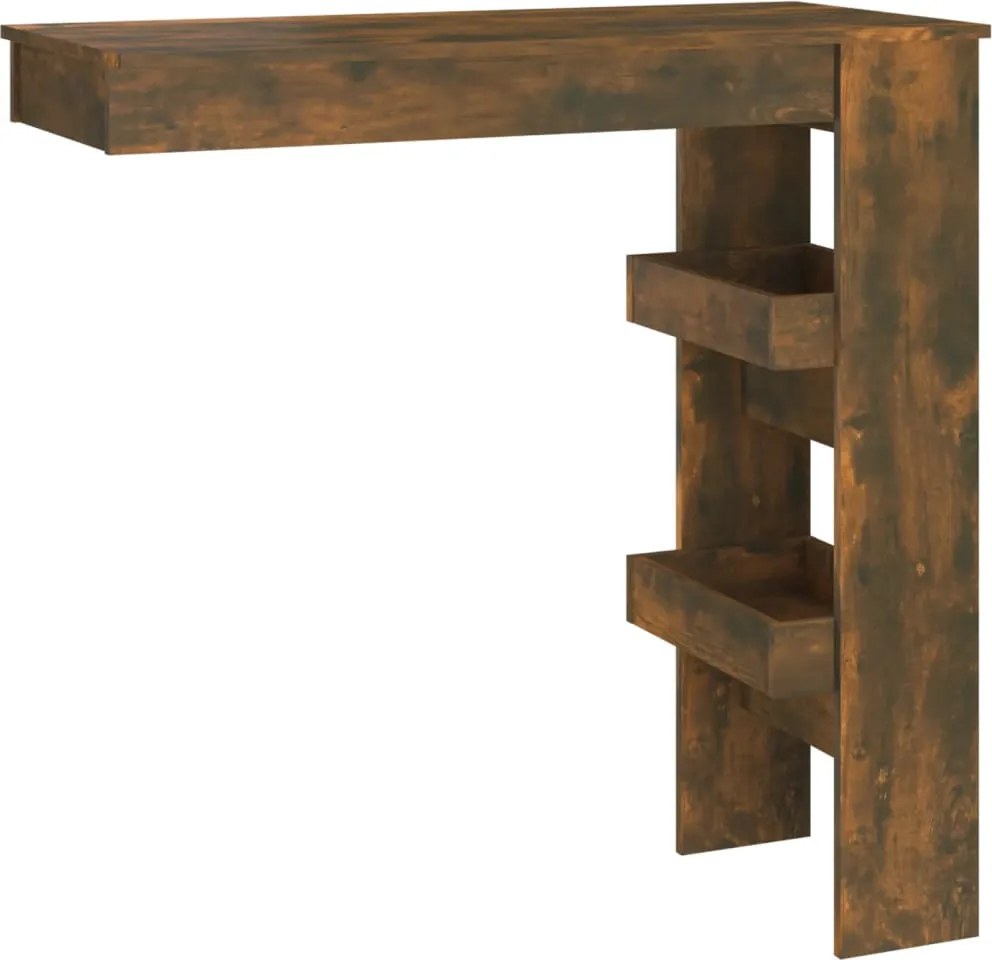 vidaXL Nástenný barový stôl dymový dub 102x45x103,5cm spracované drevo