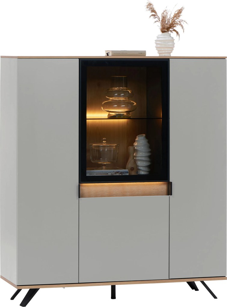 XXXLutz VYSOKÁ KOMODA, sivá, farba duba, 130,5/134,6/42 cm Dieter Knoll - Komody - 001770000722